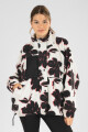 Campera black floral sherpa Marfil
