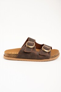 Sandalias De Doble Hebilla Chocolate