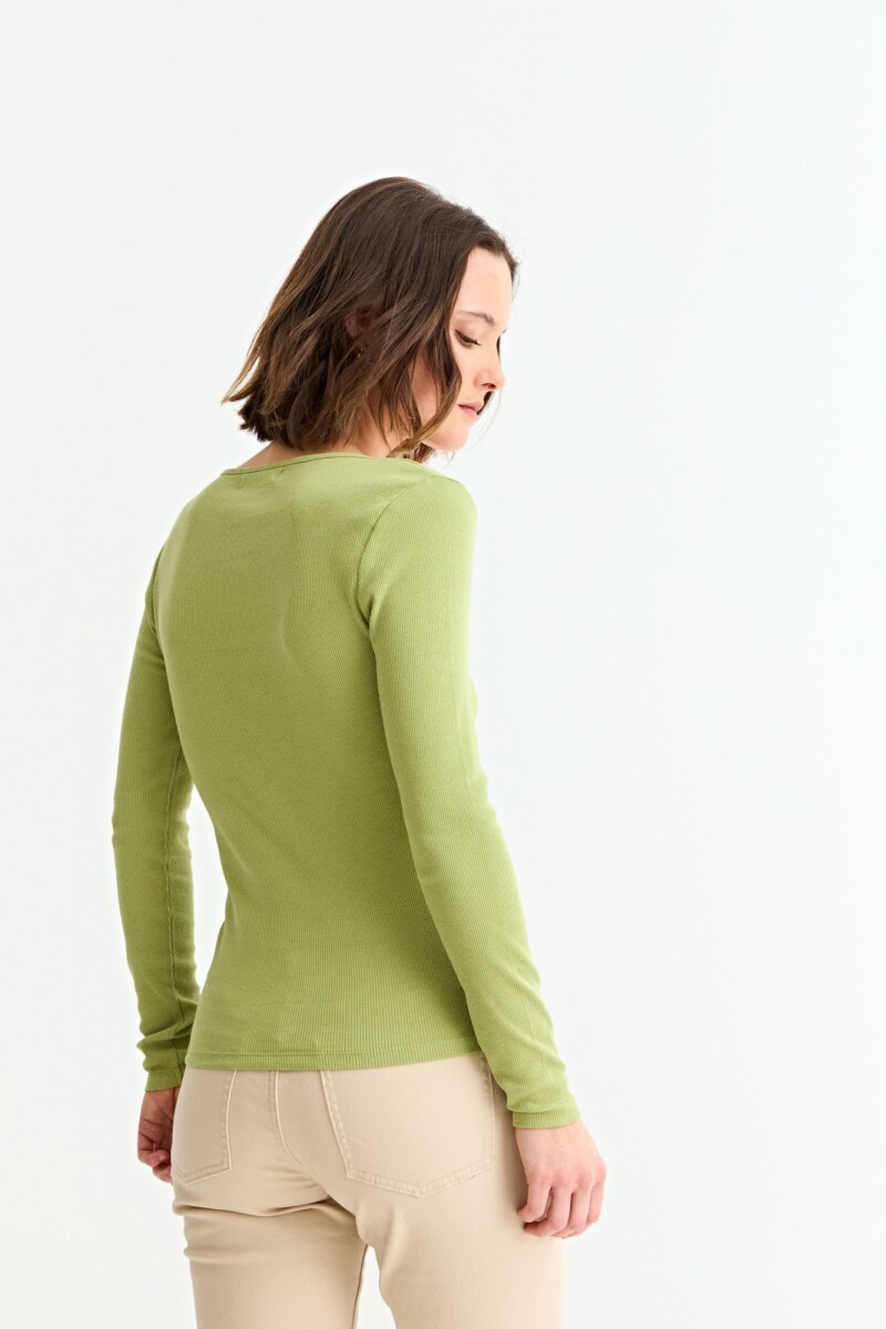 Remera m/l con cierre frontal VERDE