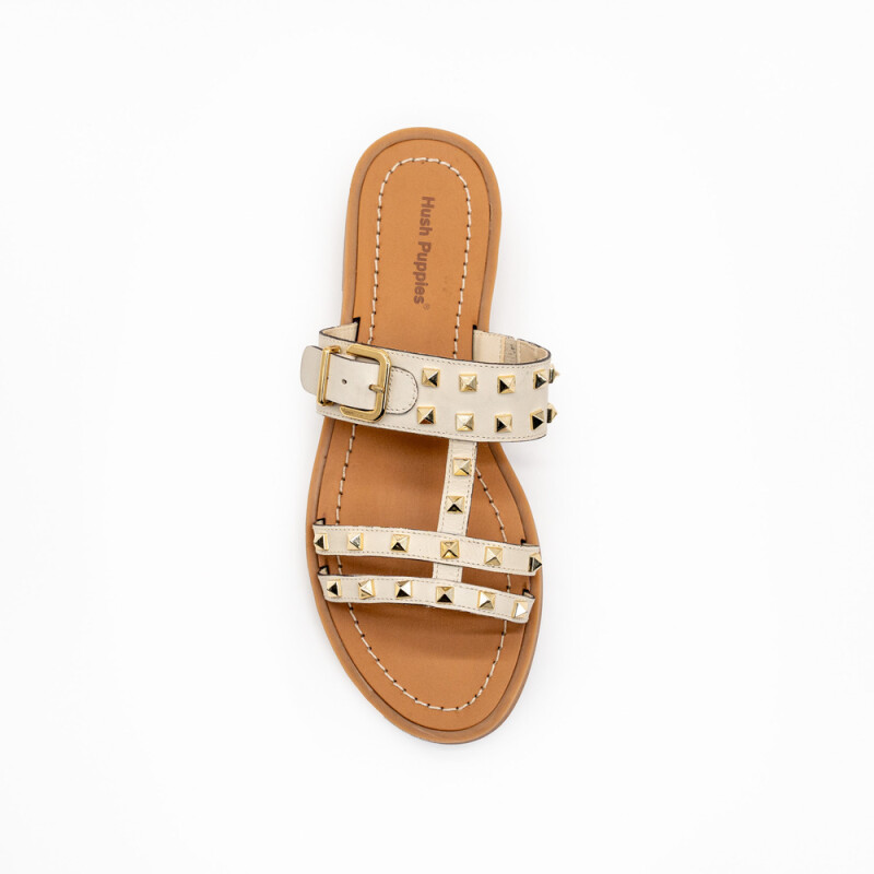 Sandalia CUERO CAMEL OFF WHITE