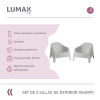 Set de 2 Silla Plastico Skarpo Jardin Liso Gris