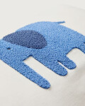 Almohadón Tandani de algodón beige con elefante bordado azul 30 x 50 cm Almohadón Tandani de algodón beige con elefante bordado azul 30 x 50 cm