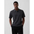 SS RELAXED POLO GREY/BLACK STRIPE