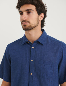 012265 CAMISA HARRINGTON LABEL Azul Piedra