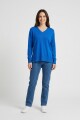Sweater tejido escote en V AZUL