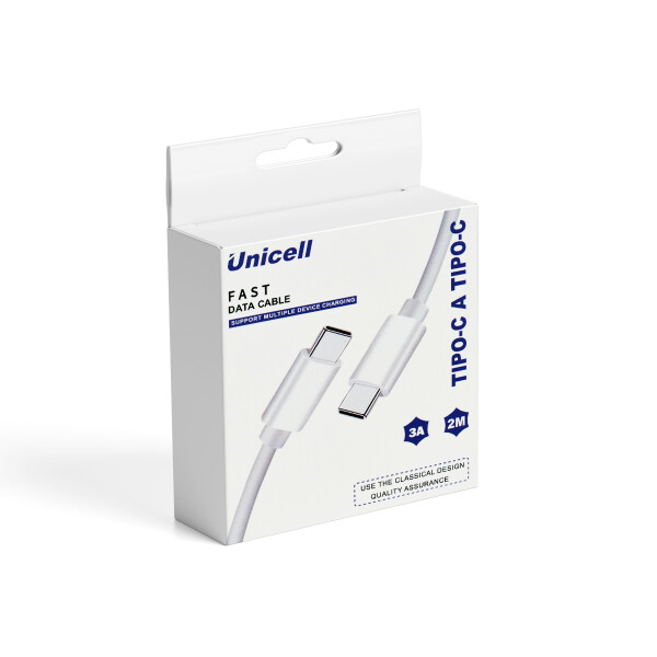 Cable Unicell Tipo-C a Tipo-C 2 metros color blanco Cable Unicell Tipo-c A Tipo-c 2 Metros Color Blanco