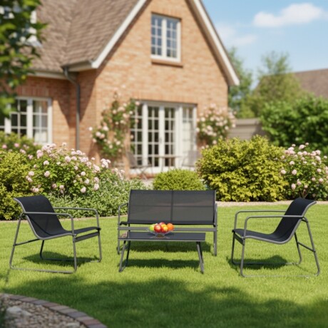 SET DE JARDIN 4 PIEZAS HIERRO - NEGRO Set De Jardín 4 Piezas Hierro Negro