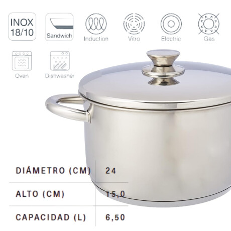 Olla 6.5 Litros Acero Inoxidable 24 cm Vitrocor Lacor Olla 6.5 Litros Acero Inoxidable 24 cm Vitrocor Lacor