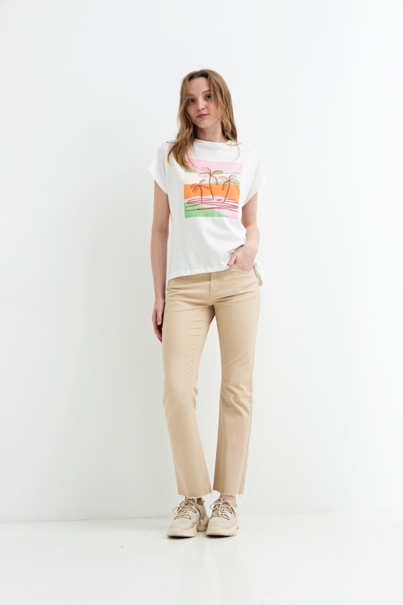 Remera m/c estampada Palmeras BLANCO