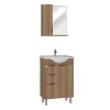 Mueble de baño de pie Crystal Nogal 56 cm con Bacha de resina natural y espejo botiquín Mueble De Baño De Pie Crystal Nogal 56 Cm Con Bacha De Resina Natural Y Espejo Botiquín