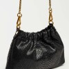 Mini Bag Gina en cuero gamuza anaconda Negro
