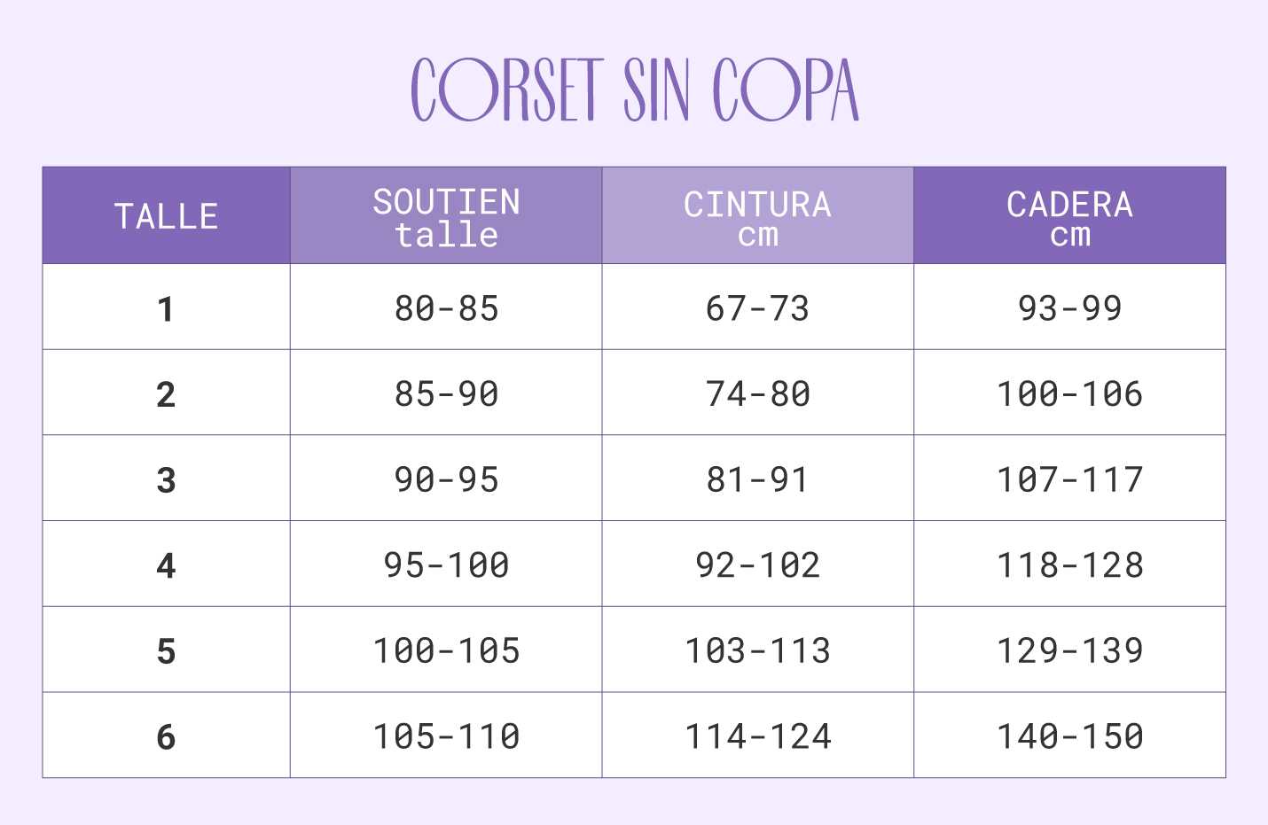 Corsets sin copa