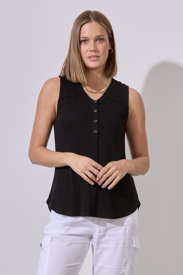 Musculosa Botones NEGRO