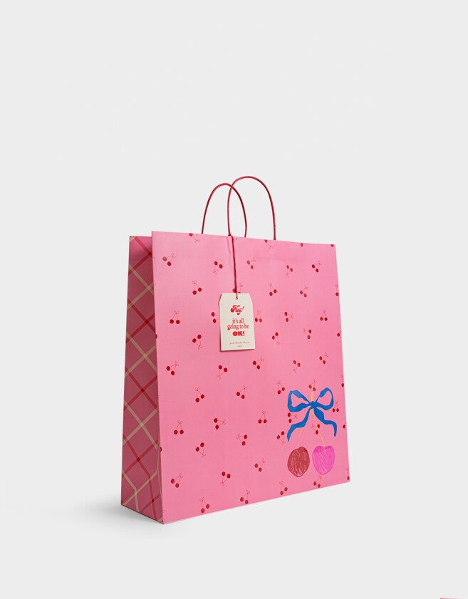 Accesorios Regalos Estampados Bolsa De Regalo Xl Con Estampa - Rosa Oscuro