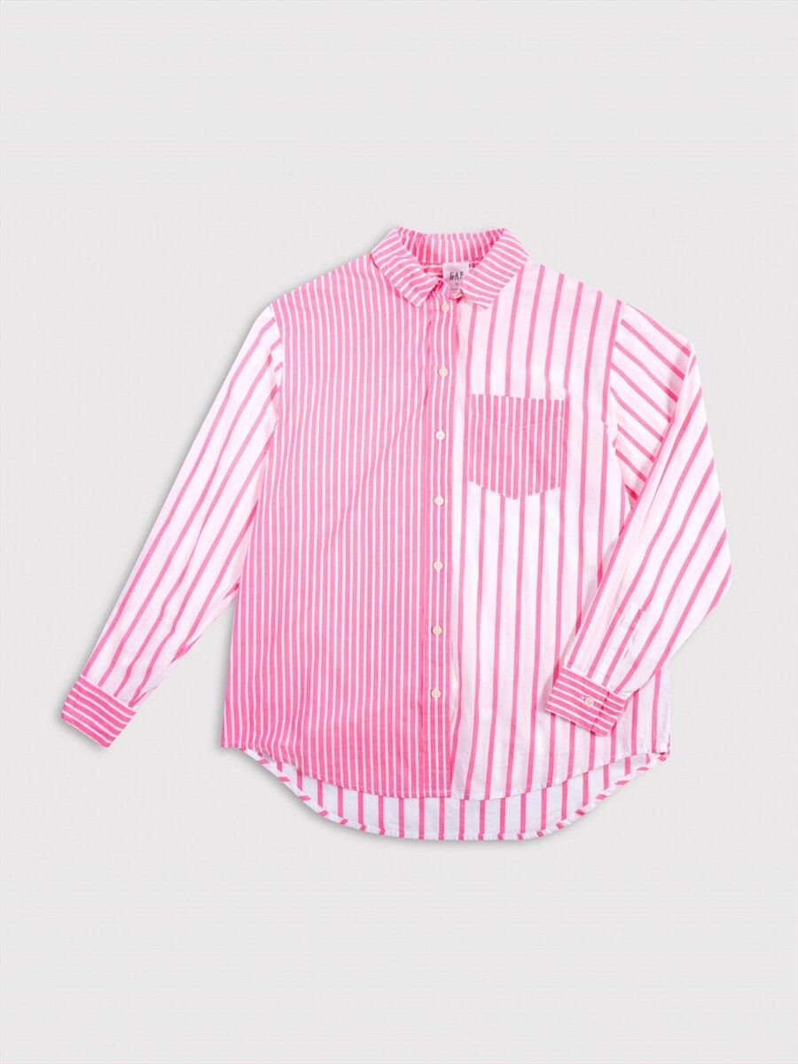 Camisa Poplin Mujer - Pink Stripe 8172-1 