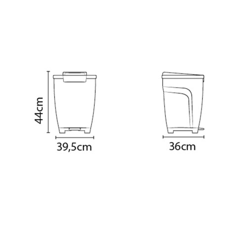 Basurero "T-FORCE" 25 Lt. en polipropileno blanco -TRAMONTINA TD0410