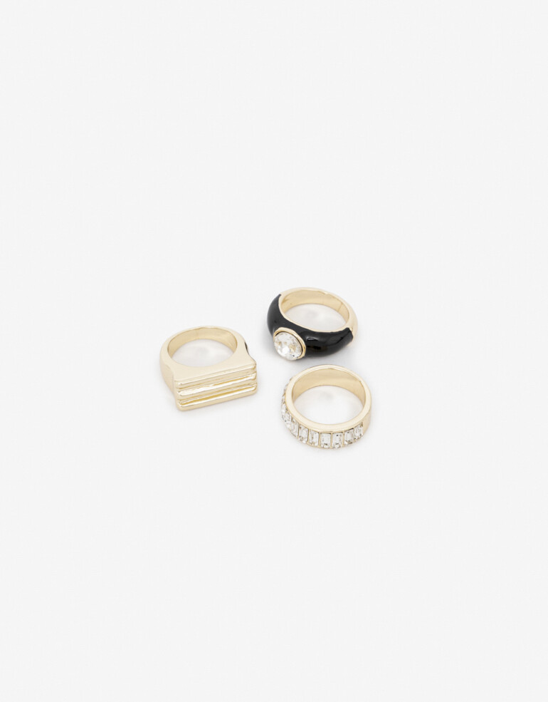 Sets Anillos Color Set De Anillos Con Esmalte - Combinacion Bicolor