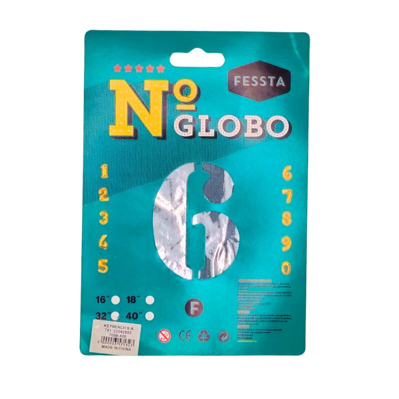 Globo Número Fessta 32" Plateado SEIS