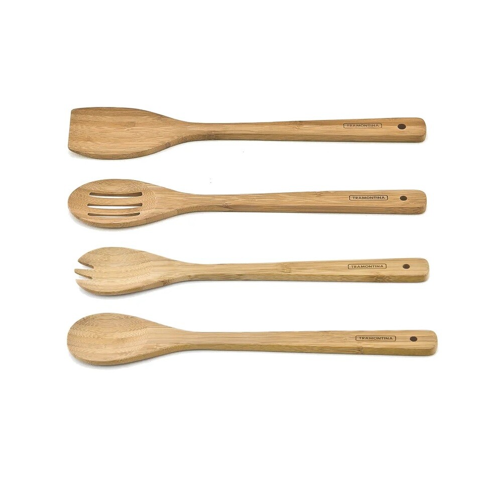 Set de Utensilios de Cocina de Bambú Tramontina – 4 Piezas SET UTENSILLOS BAMBOO - 4 PIEZAS