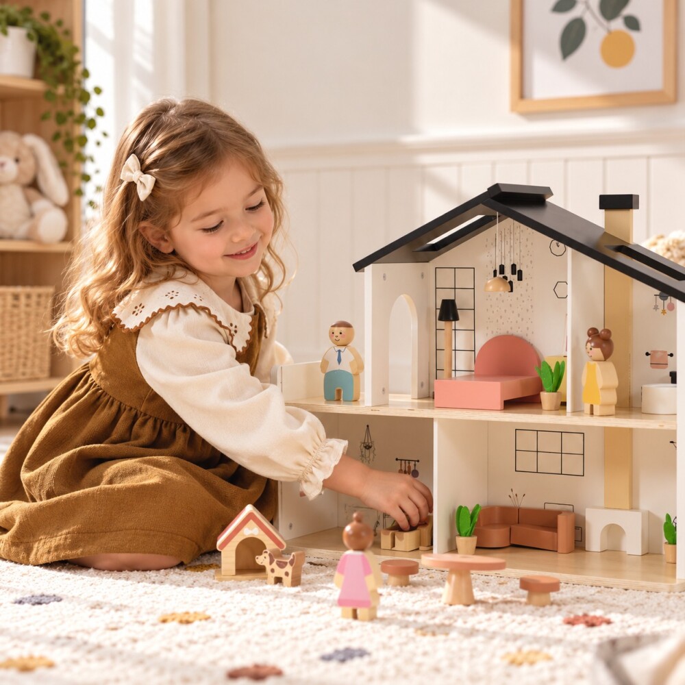 Casa de muñecas de madera completa TOOKY TOYS Casa de muñecas de madera completa TOOKY TOYS