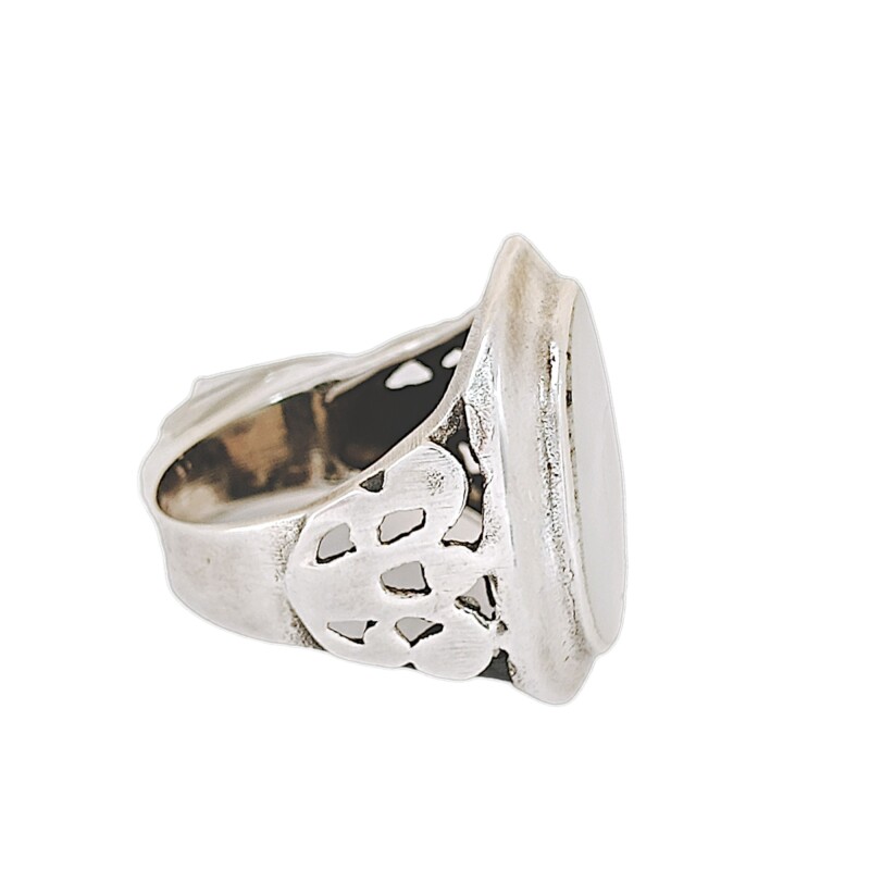 Anillo Circulo-Plata 925-Piedra Nacar-AN3387 conpiedra