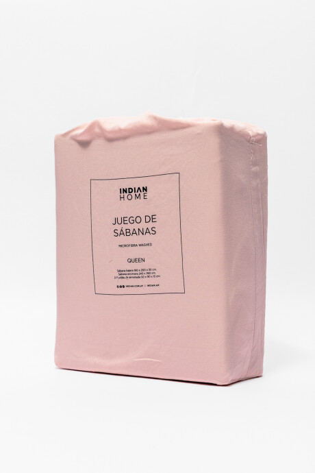 Sábanas 2 Plazas Queen Microfibra Washed Durazno