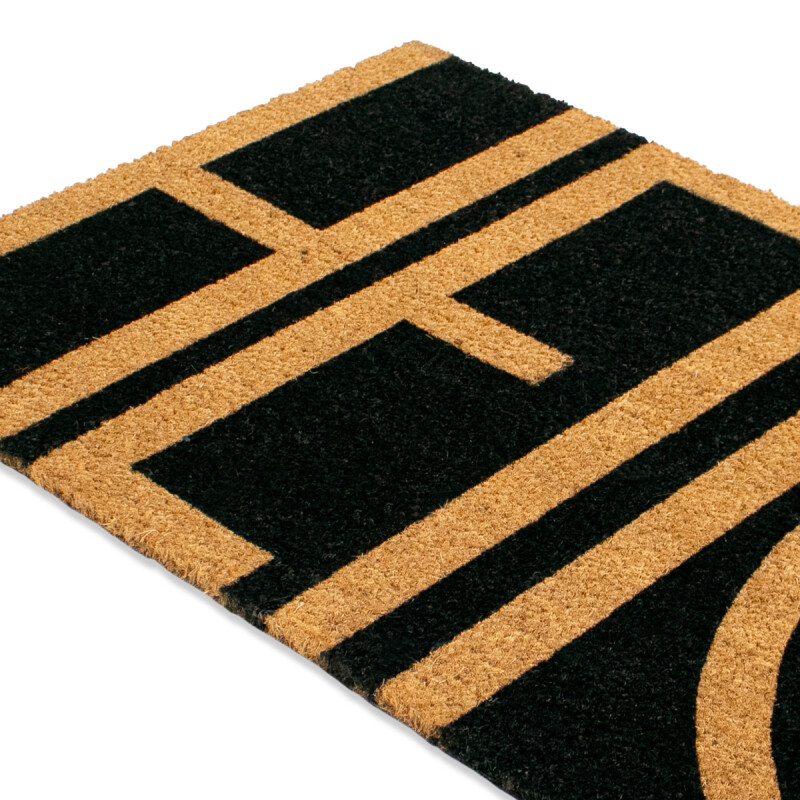 ALFOMBRA COCO RECT NEGRO C/DET HELLO 60X90CM Unica