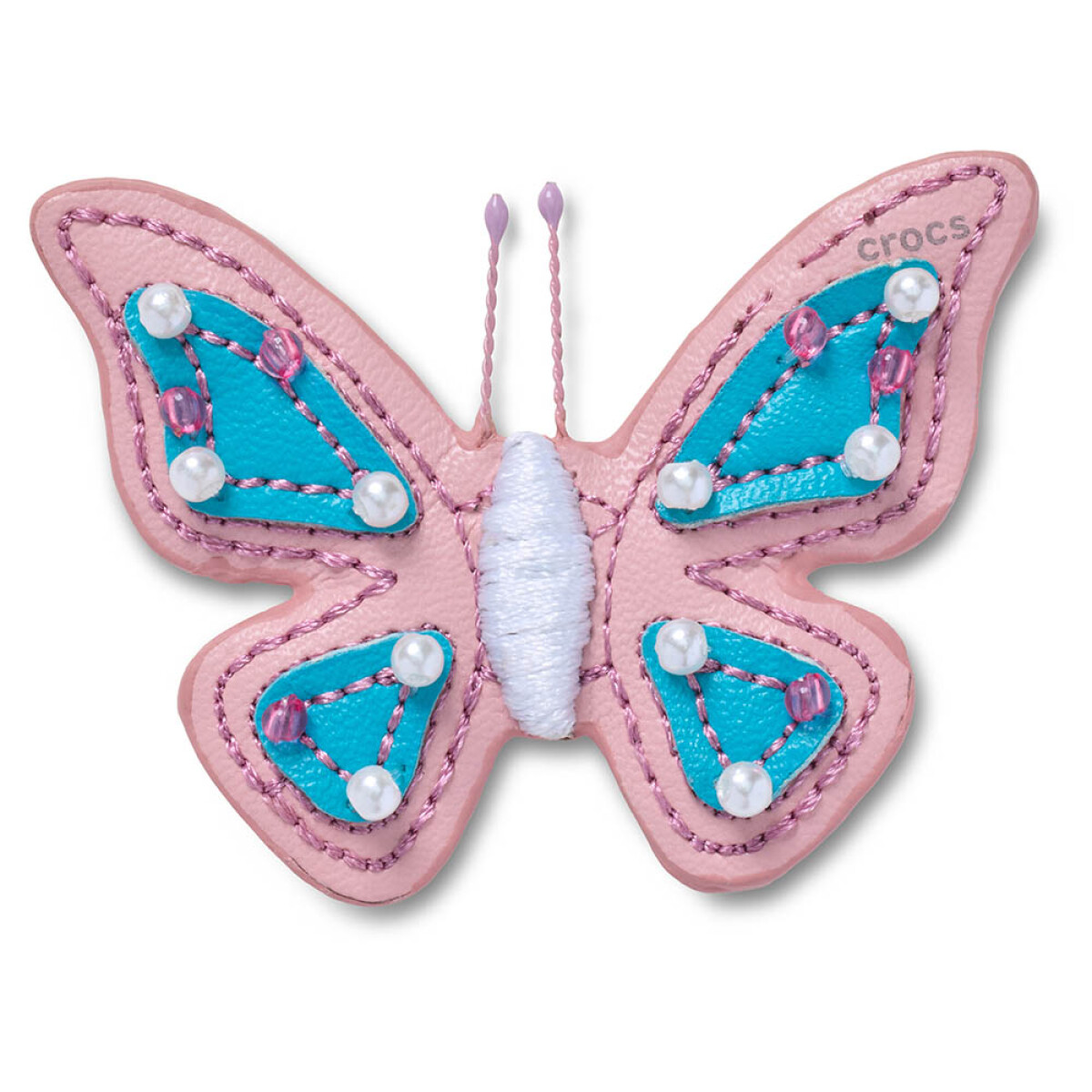Jibbitz Faux Leather Pink Butterfly 
