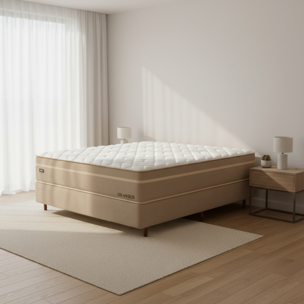 Conjunto Sommier 1 plaza y media - Los Angeles - Mannes Conjunto Sommier 1 plaza y media - Los Angeles - Mannes