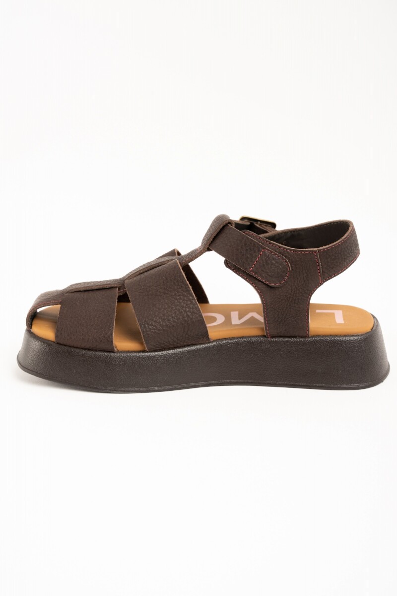 Sandalia Cangrejera Con Plataforma Chocolate