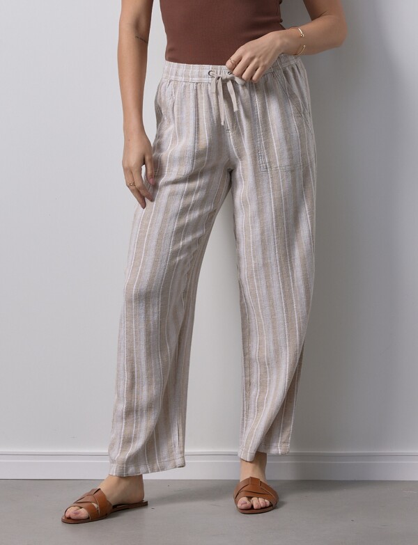 Pantalon Lino BEIGE/MULTI