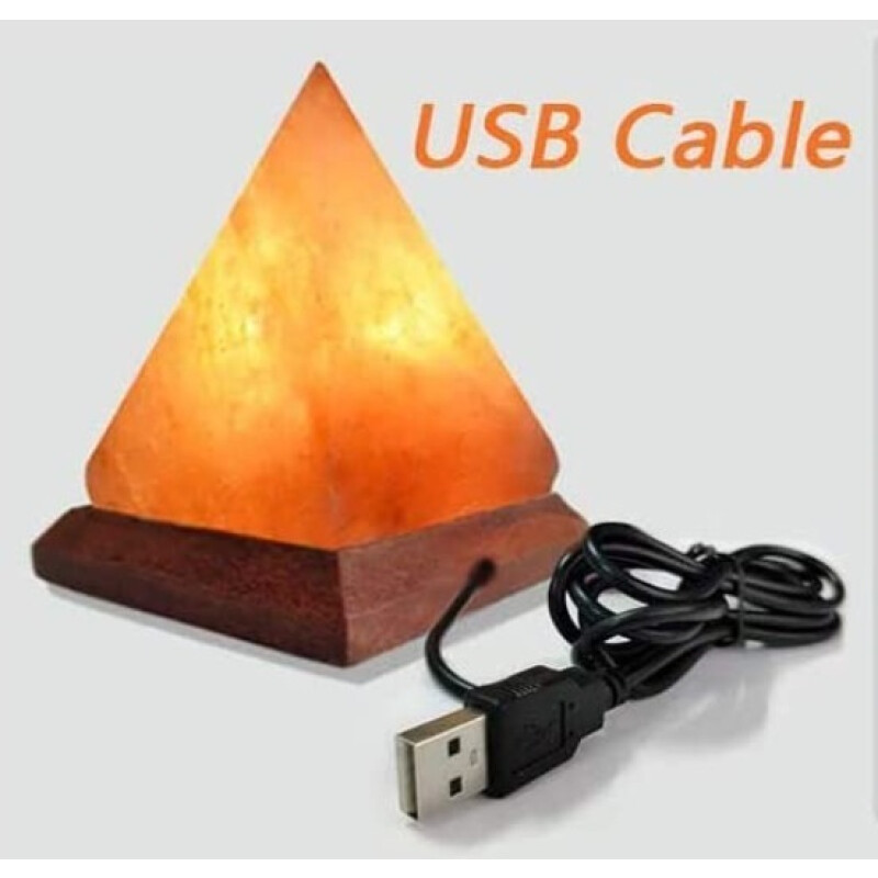 Lámpara Piedra De Sal Pirámide USB Naranja