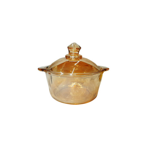 Olla fuente de vidrio ámbar c/tapa Olla Fuente De Vidrio ámbar C/tapa