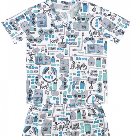 Conjunto de pijamas para niños (camiseta y shorts) BLANCO