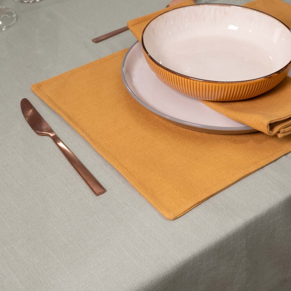 SET 2 INDIVIDUALES LINO-Y-ALGODON AMARILLO JALEA MOSTAZA