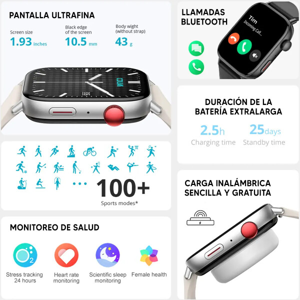Smartwatch Colmi C8 Max 1,93" PLATEADO