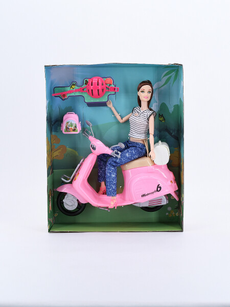 MUÑECA CON MOTO ROSADO (V)