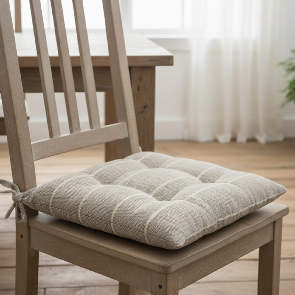 Almohadón para silla algodón - Rayas Greige 