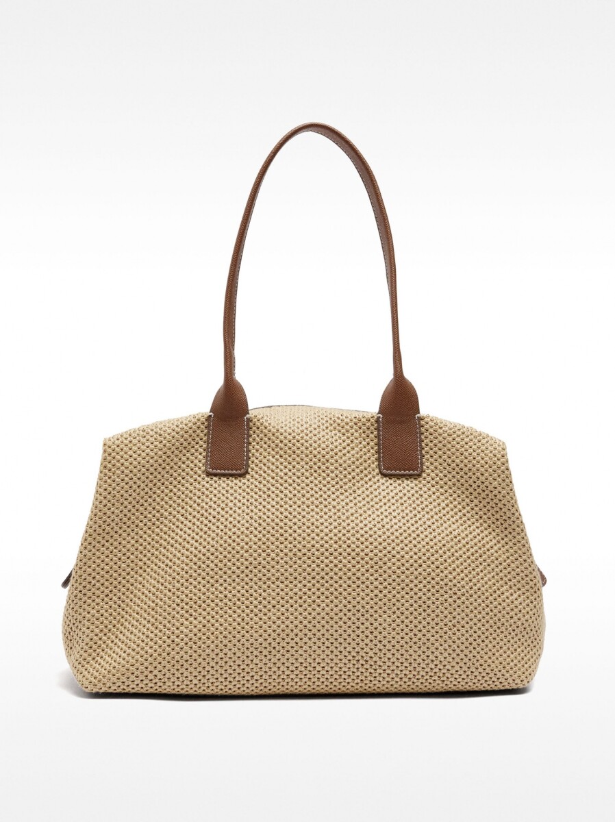 Bolso Shopper De Rafia Con Bandolera - natural 