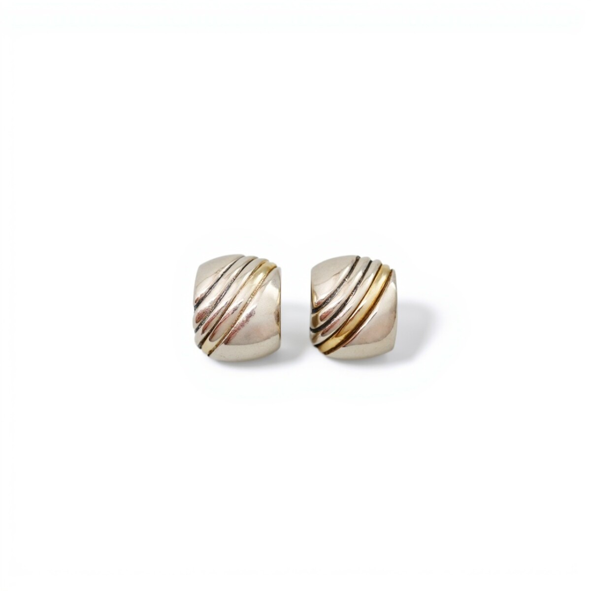 Caravanas Medio aro Labrado-Plata y oro-Sin piedra-CA5080 - sinpiedra 