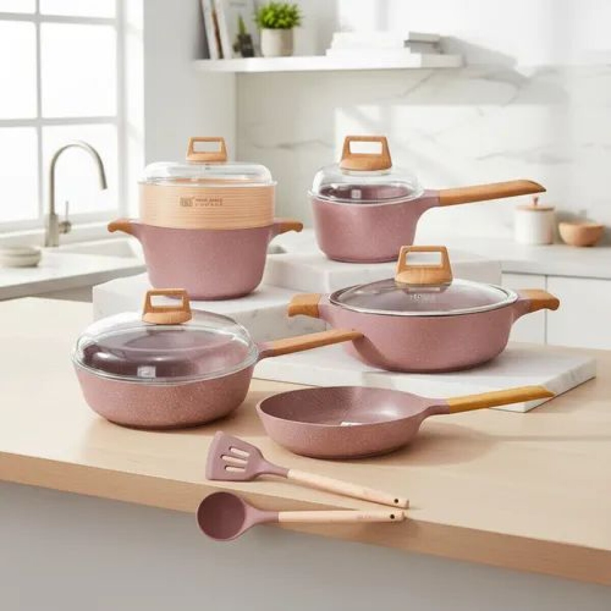 Juego De Ollas Granito Rosa 13 Piezas MGC 