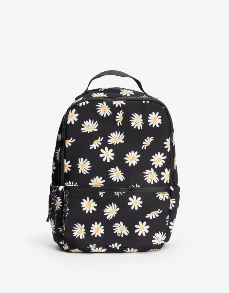 Mochilas Urbanas Nylon Mochila Con Bolsillo Delantero Y Laterales. - Estampado Flores
