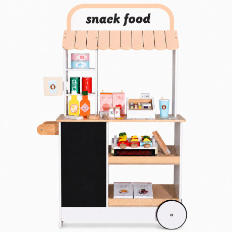 Carrito De Comida Madera Infantil Con Accesorios Blanco/crema