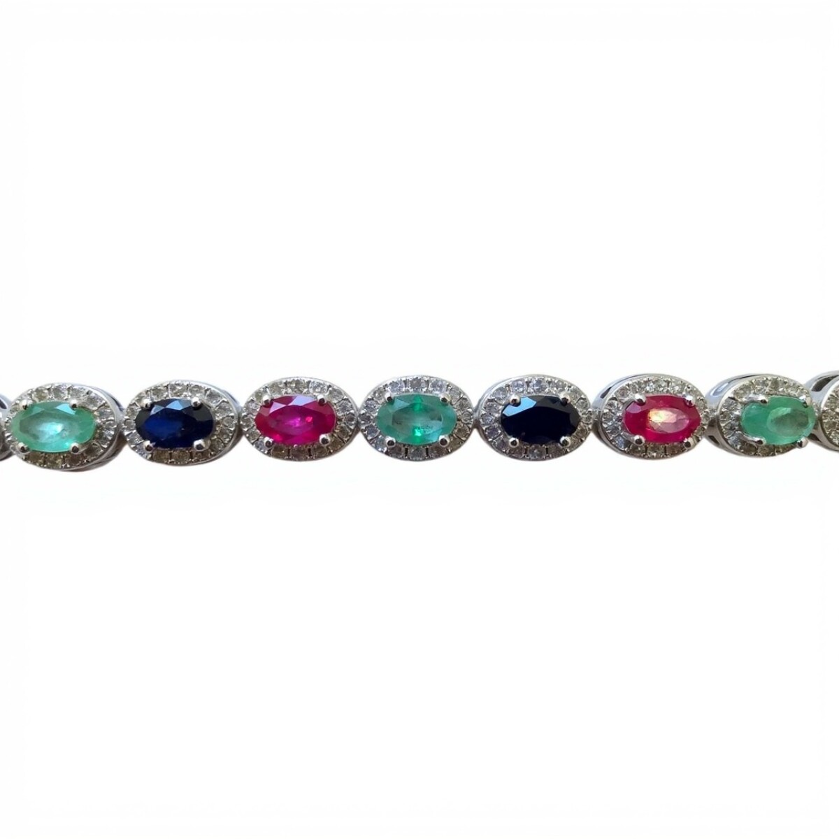 Pulsera oval - Plata 925 - piedra zirconia - piedra zafiro - piedra esmeralda - piedra rubí - PU3898 - conpiedra 