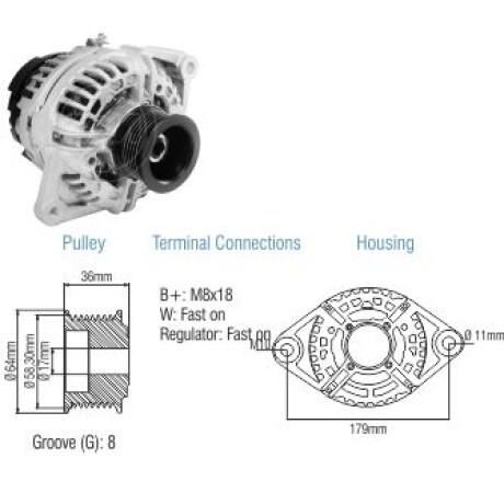 ALTERNADOR VOLKSWAGEN VW 13180-15190-17210 DELIVERY EX.12V90A=ALT.325107 ZM ALTERNADOR VOLKSWAGEN VW 13180-15190-17210 DELIVERY EX.12V90A=ALT.325107 ZM