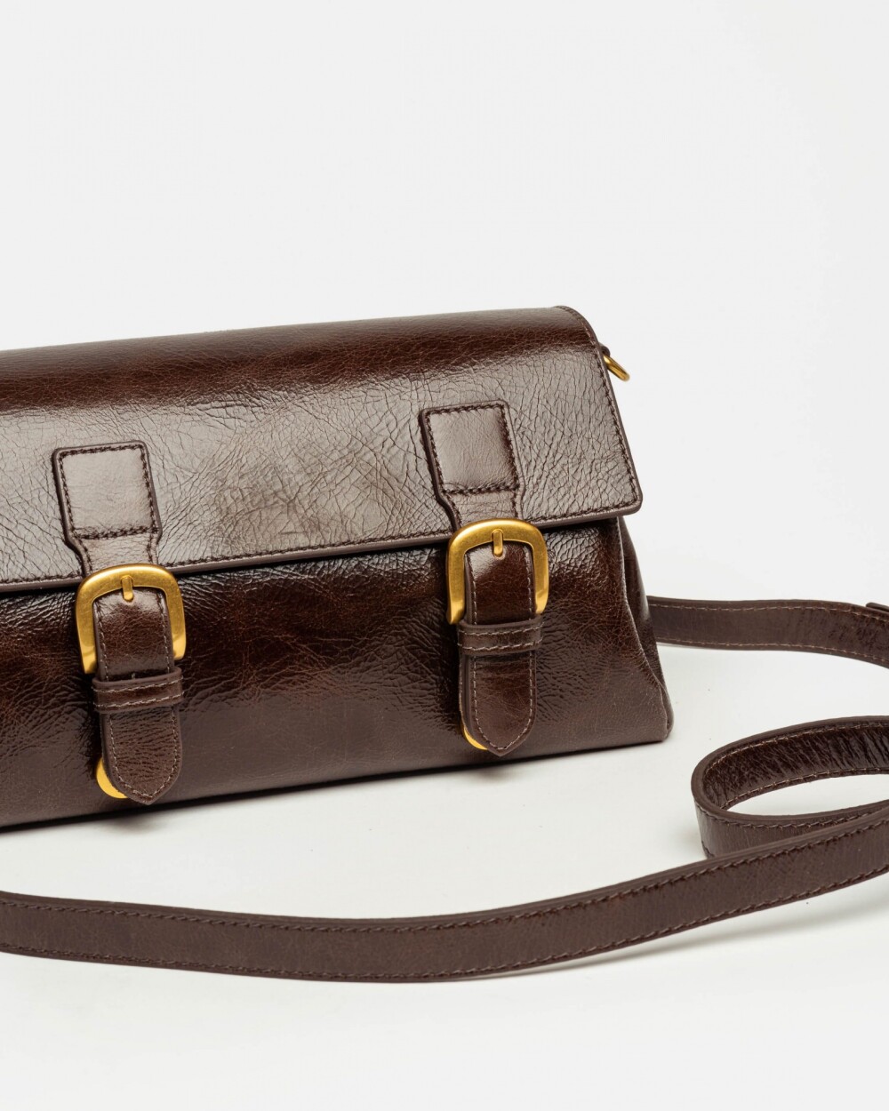 Bandolera Elise en cuero arrugado Marron