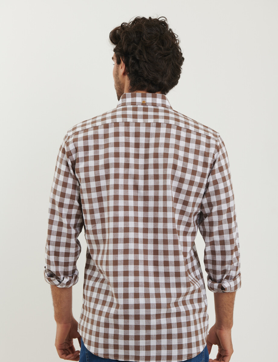 012610 CAMISA HARRINGTON LABEL Tostado / Blanco