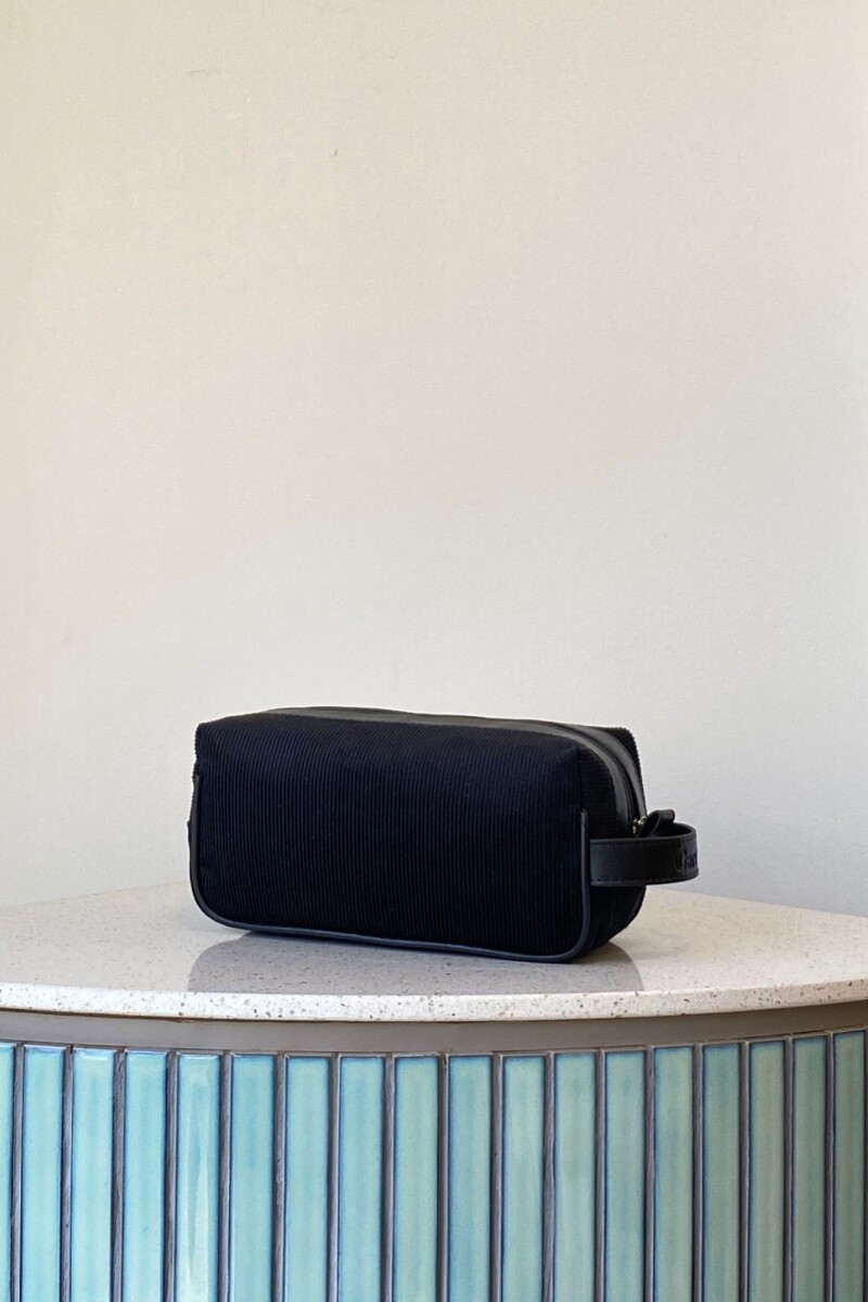 Necessaire chico en simil - Pana Negro 