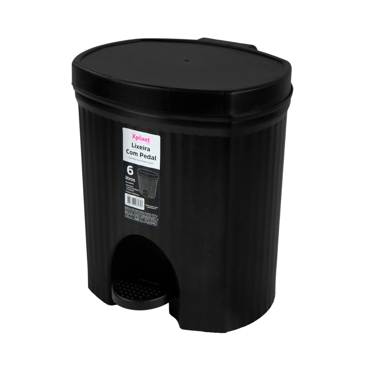 Papelera de plastico con pedal 6L Xplast 