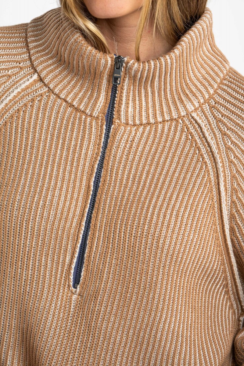 Sweater Algodón Cierre Camel